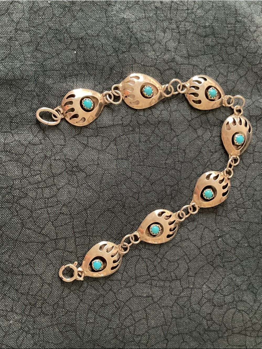 Silver SW Turquoise Bear Paw bracelet
